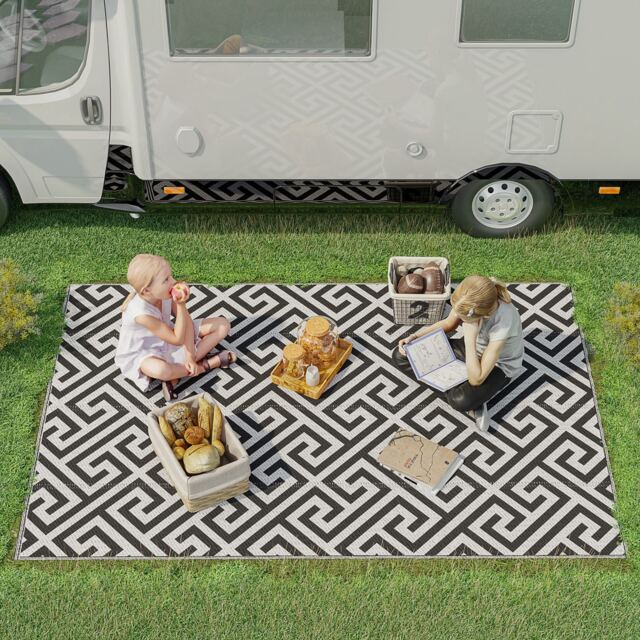 Outsunny 152x243cm Reversible Outdoor Rug Portable Plastic Straw RV Camping Mat