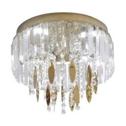 Crystal LED Ceiling Light Gold Chandelier 3 Color Lights 30x24cm