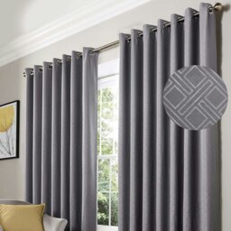 Diamond Blackout Eyelet Curtains - Silver 167 cm x 137 cm