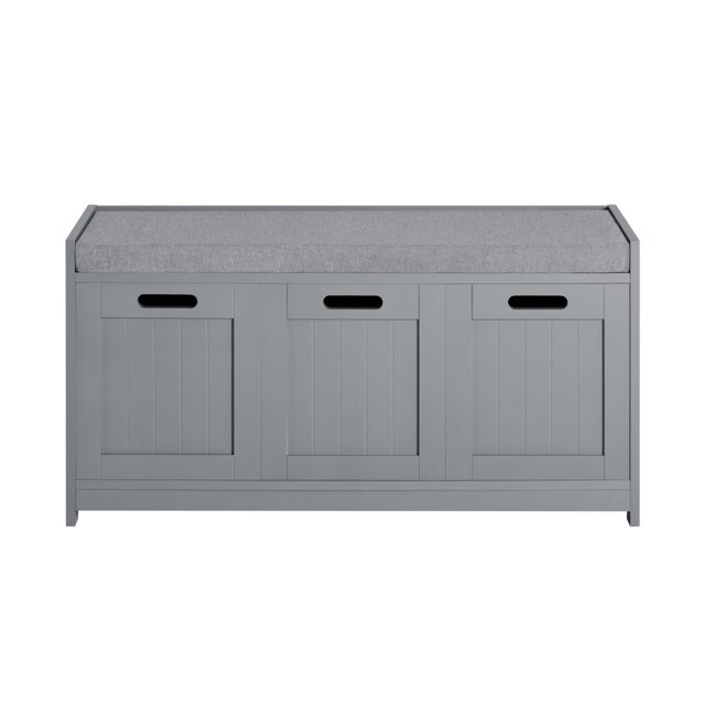SoBuy Hallway Shoe Storage Bench with Removable Cushion, Gray, 35.4x13.8x17.7 in, 17.3 kg - FSR80-SG