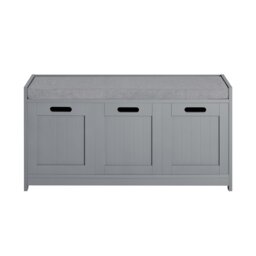 SoBuy Hallway Shoe Storage Bench with Removable Cushion, Gray, 35.4x13.8x17.7 in, 17.3 kg - FSR80-SG
