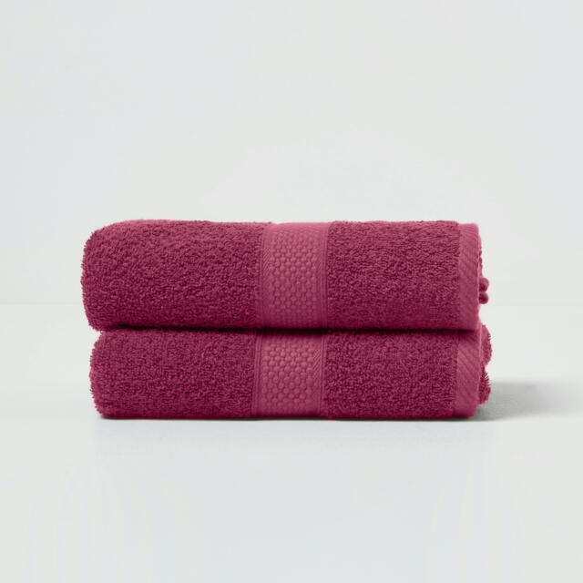 Homescapes Turkish Cotton Hand Towel Set of 2 - Burgundy Red Hand towel 2