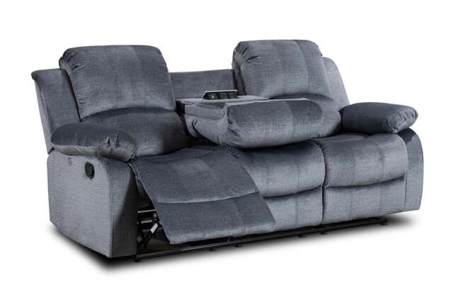 Chenille Fabric Grey 3 Seater Manual Recliner Sofa VALENCIA