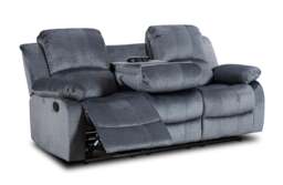 Chenille Fabric Grey 3 Seater Manual Recliner Sofa VALENCIA