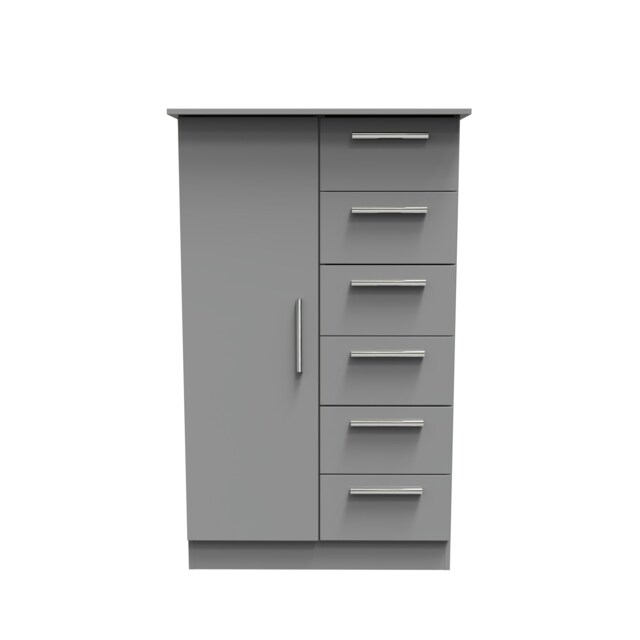 Trent 5 Drawer 1 Door Childrens Wardrobe in Dusk Grey (Ready Assembled) Grey Dusk Grey