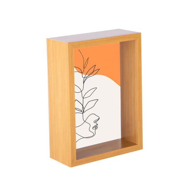 "Nicola Spring 5 x 7"" Deep Photo Frame - Light Wood - 3D Deep Box Picture Frame Portrait Display Case (20 x 15cm)"