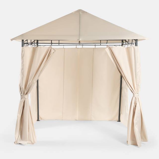 OHS Water Resistant Garden Gazebo with Curtains Outdoor Party Tent Canopy Cream Natural