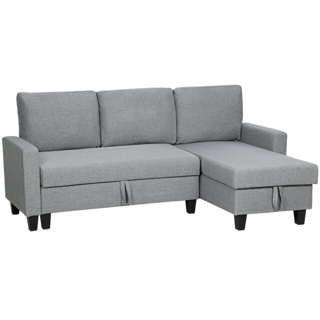 HOMCOM Fold-Out Convertible Sofa Bed with Removable Covers, Grey Grey
