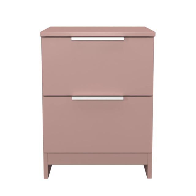 Dover 2 Drawer Compact Bedside Cabinet in Kobe Pink (Ready Assembled) Pink Kobe Pink