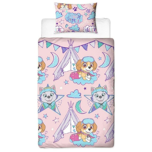 Paw Patrol Sleepover Duvet Cover Set - Pink - Single Pink Single