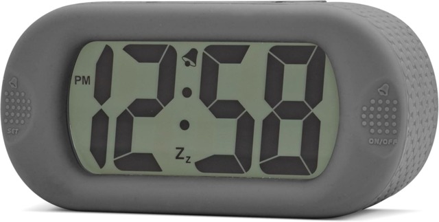 Acctim Silicone Digital Alarm Clock Smartlite Crescendo Alarm Easy Read Jumbo Display Silicone Case Grey Grey