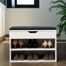Shoe Storage Bench 60CM White White