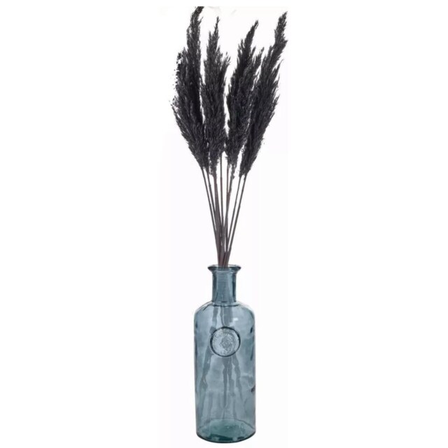 33cm Glass Vase with Black Pampas Plume Grey 1