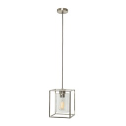BHS Hardy Cage Ceiling Pendant with Bubble Glass Shade Silver Satin Nickel 1