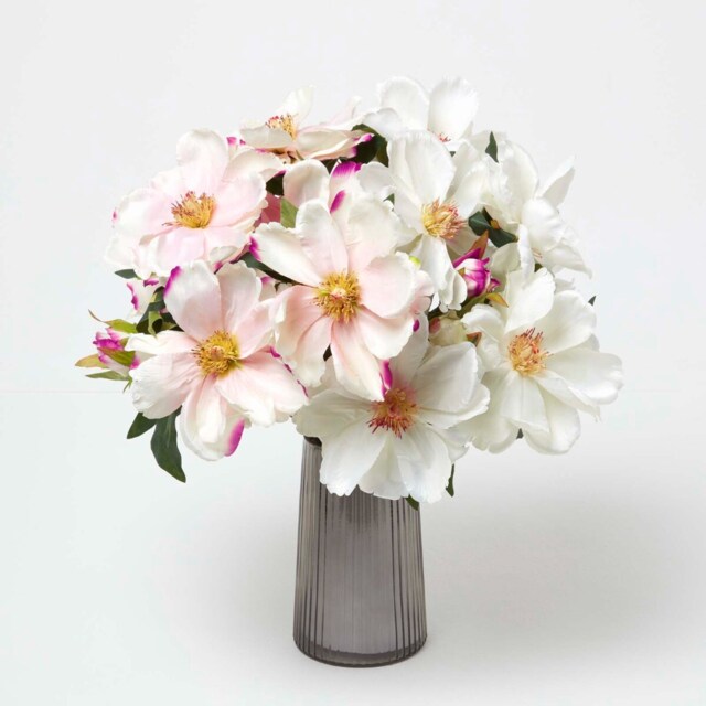 Homescapes Set of 2 Pink and Cream Artificial Magnolia Bouquet Arrangements