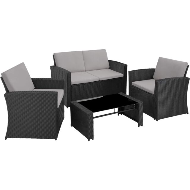 Garden Furniture Set Jesolo - 2 armchairs, 1 sofa, and coffee side table Black black/grey 122 x 70 x 76 cm 1