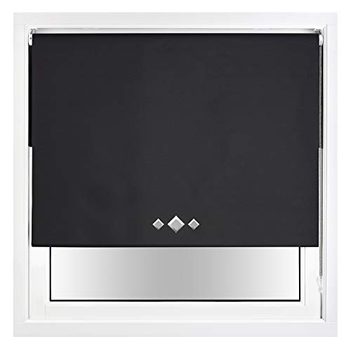 Blackout Roller Blind Diamond Eyelet Metal Fittings Black Black