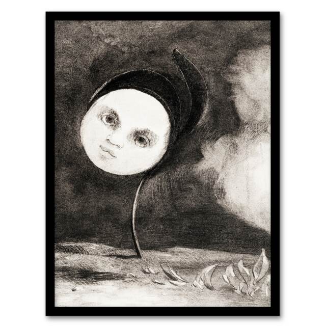 Odilon Redon Framed Wall Art Print Strange Flower with a Face Home Décor