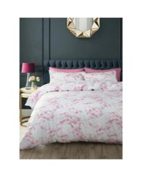 Velosso Marble Printed Cotton Blend Duvet Cover and Pillowcase Set Pink Single