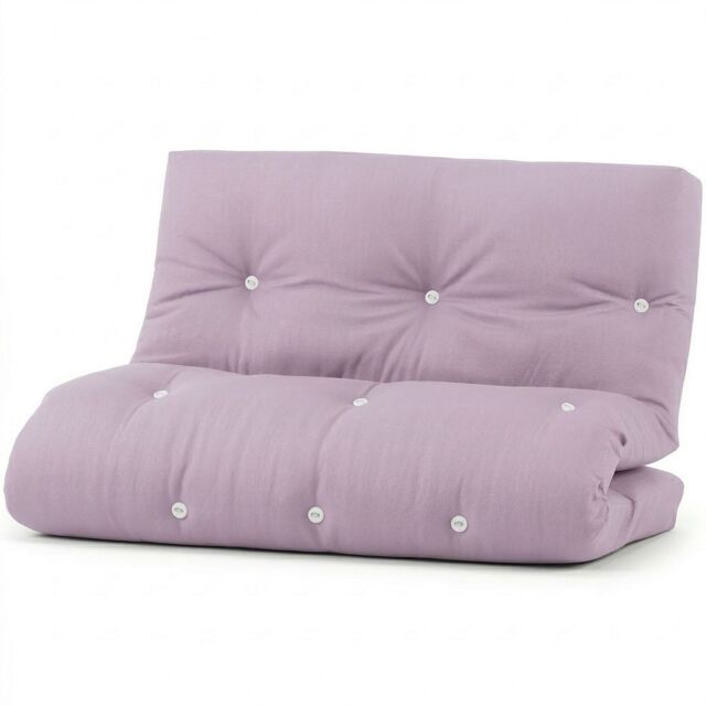 Futon Replacement Mattress 10cm - Double, Fibre Foam Filled, Floor Mattress Purple Lilac Double 1