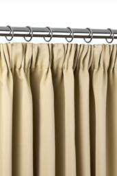 Essential Woven Thermal Blackout Pencil Pleat Door Curtain 137cm x 213cm Beige Cream Beige
