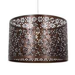 Moroccan Designed Matt Bronze Metal Pendant Light Shade with Floral Decoration Bronze Bronze 1