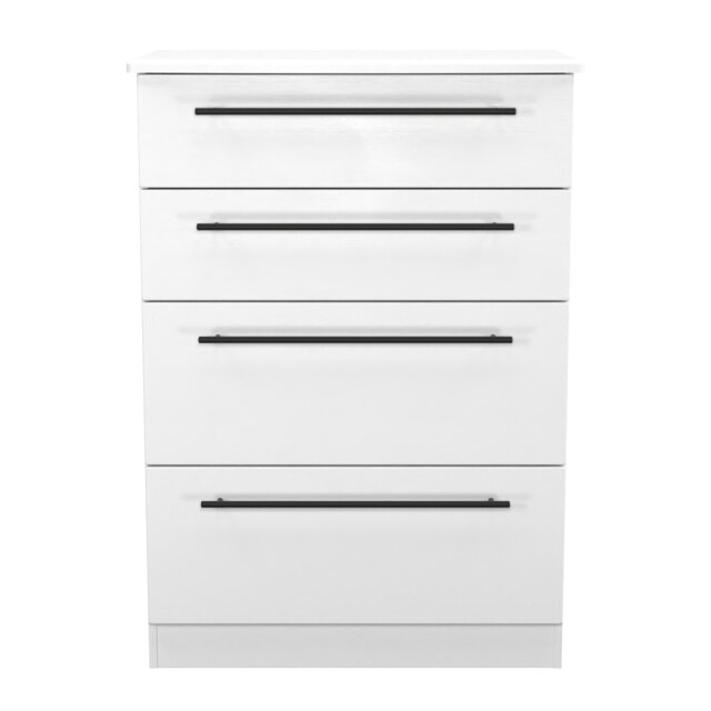 Howard 4 Drawer Deep Chest of Drawers in White Ash (Ready Assembled) White White Ash