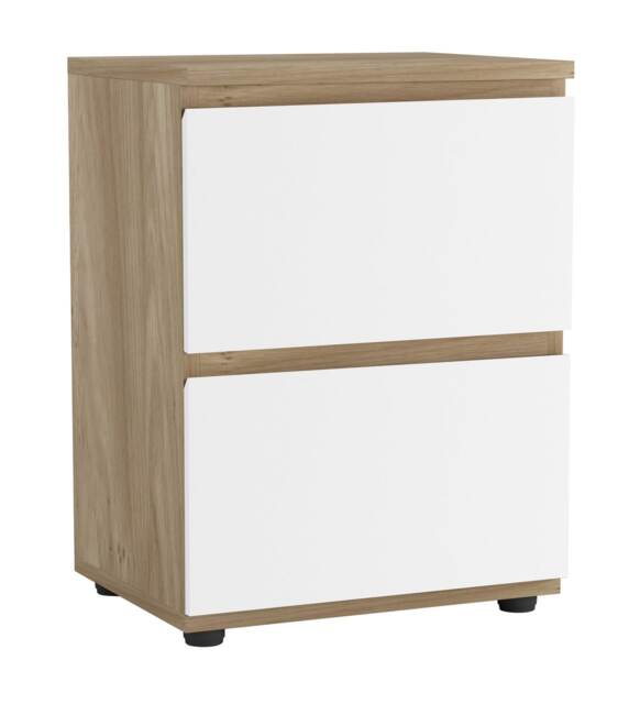 Skagen Minimalist Chest of 2 Drawers Brown Oak & White 1