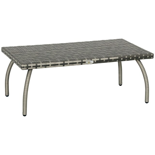 Outsunny 90 cm Patio Rattan Coffee Table Outdoor Wicker Side Table Furniture