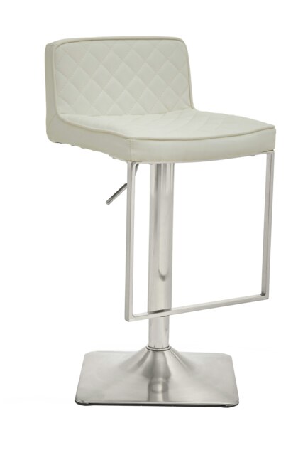 Orsina Baina White And Chrome Bar Stool With Square Base