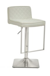 Orsina Baina White And Chrome Bar Stool With Square Base