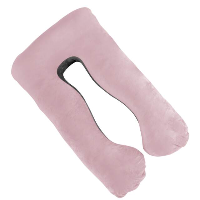 Aamira Grey and Pink Pregnancy Maternity Pillow, 130x75x20cm U Shape Memory Foam
