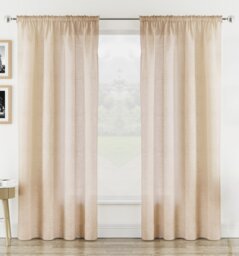 "Rhodes Natural Linen-Look Sheer Voile Panels – Pair 140 x 183cm (55x72"")"