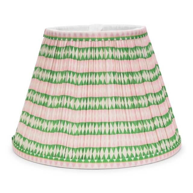 ValueLights Riza Taper Pink Aztec Pleat Large Shade and Bulb