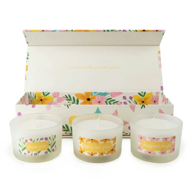 Candlelight Set of 3 Candles Gift Box Floral Hugs Multi One Size 1
