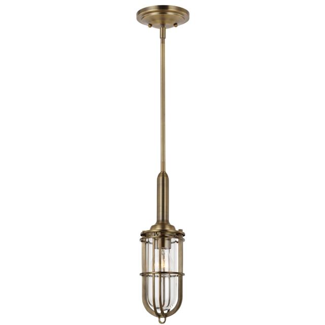 Feiss Urban Restoration 1 Light Pendant Dark Antique Brass IP44
