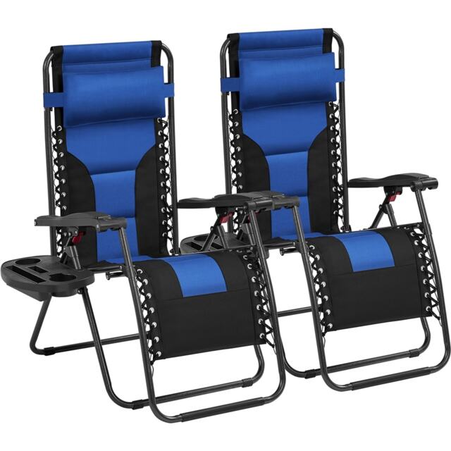 Yaheetech 2PCS 63 cm W Padded Outdoor Zero Gravity Chair-Navy Blue&Black Multi Navy Blue/Black( One Size