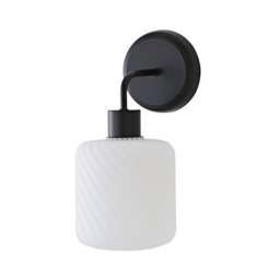 ValueLights Emery Frosted Swirl Glass Matte Black Wall Light and Bulb
