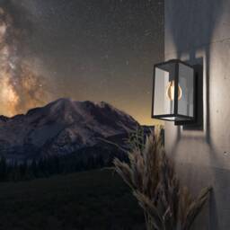 EGLO Budrone Modern Black Steel & Clear Glass Outdoor Wall Light
