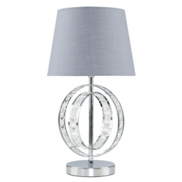 Valuelights Rothwell Silver Table Lamp With Grey Light Shade