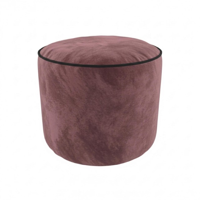 Luxury Velvet Round Bean Bag Ottoman Soft Plush Velvet Stool Pouffe Red Burgundy