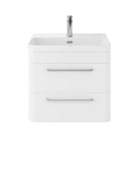 Balterley Wall Hung 2 Drawer Vanity Unit with Ceramic Basin White Pure White 562 x 607 x 460mm