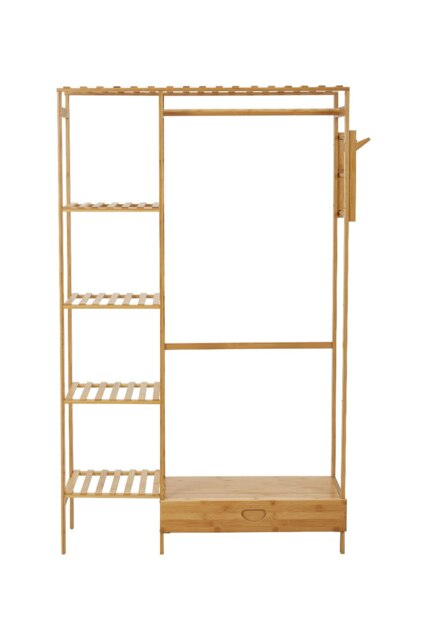 Living and Home Wooden Clothes Rack with Hooks and Drawer Multi Not provided