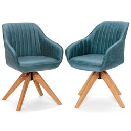 COSTWAY Swivel Accent Chair Set of 2 Ergonomic Armchairs Blue Blue
