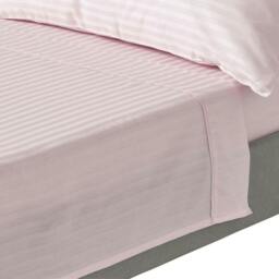 Homescapes Dusky Pink Violet Egyptian Cotton Satin Stripe Flat Sheet 330 TC, Super King Pink Super King