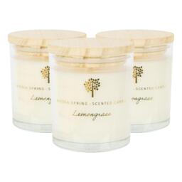 Nicola Spring 3x Lemongrass Scented Candles 130g 21h Natural Single Wick Soy Wax Aromatherapy Candle Home Fragrance