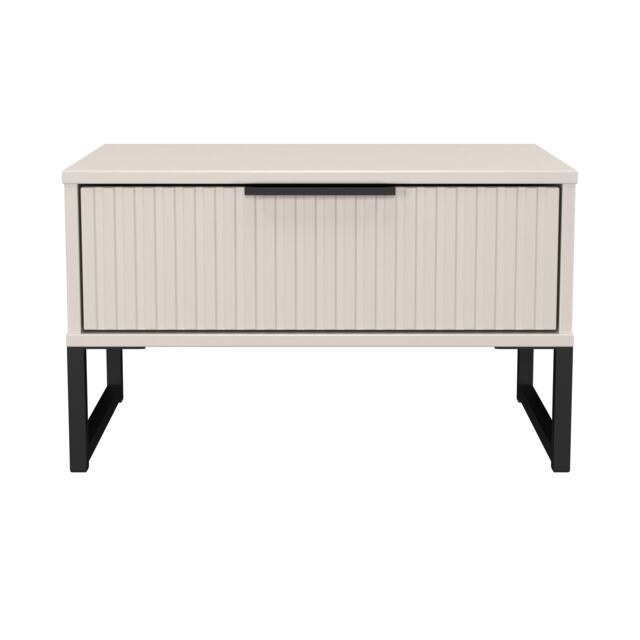 Menai 1 Drawer Wide Bedside Table in Kashmir Matt (Ready Assembled) Cream Kashmir Matt