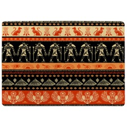 Egyptian Heiroglyphs In Orange & Black Rug Multi