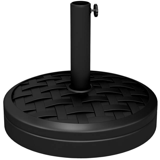 Outsunny 18kg Concrete Parasol Base with Rattan Effect Heavy Duty Umbrella Stand Black Black