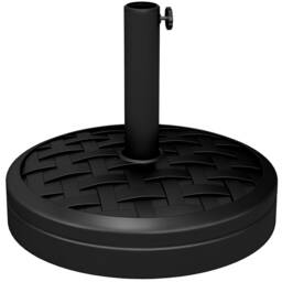 Outsunny 18kg Concrete Parasol Base with Rattan Effect Heavy Duty Umbrella Stand Black Black